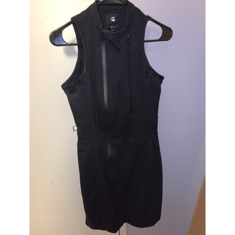 G-Star RAW Black Denim Zipper Dress